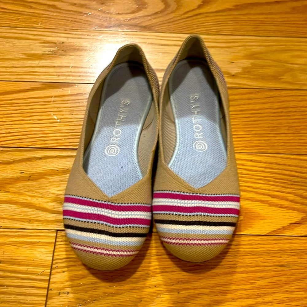 Rothys The Flat - Camel Ribbon Stripe W10 - image 1